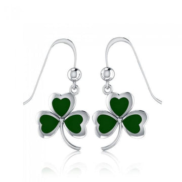 A young spring of luck and happiness ~ Sterling Silver Jewelry Celtic Shamrock Hook Earrings TE1119 - Jewelry